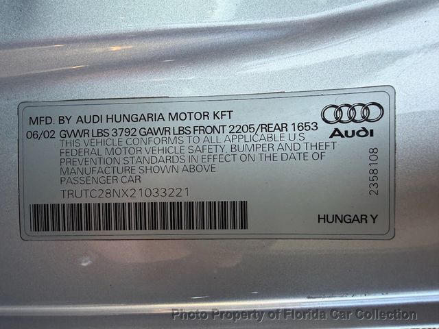 2002 Audi TT Roadster Convertible 5-Speed Manual Premium - 22976708 - 29