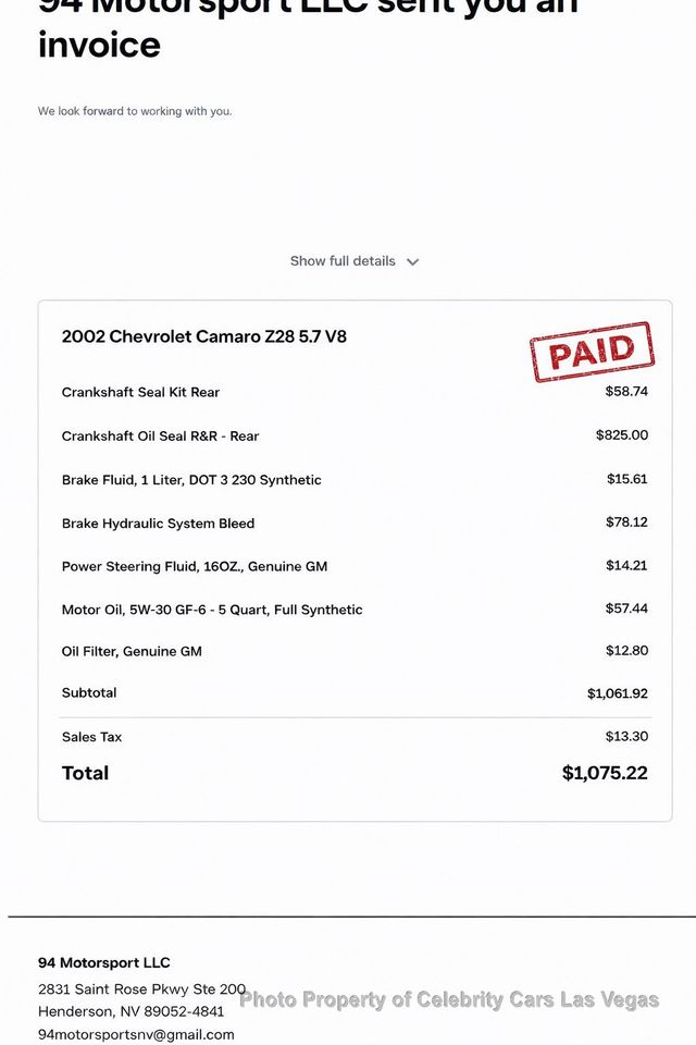 2002 Chevrolet Camaro Manual 19k miles  - 22974503 - 47