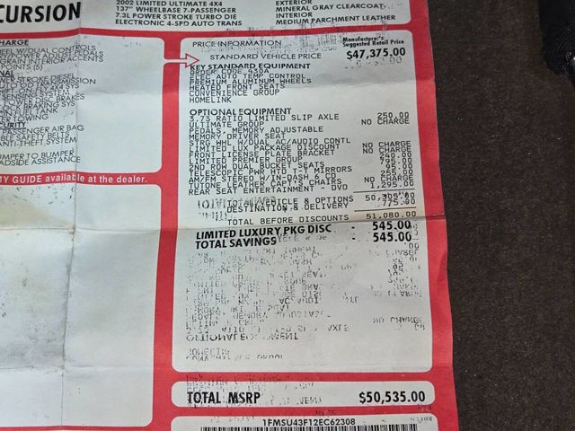 2002 Ford Excursion Limited 4WD 4dr SUV - 22982605 - 7