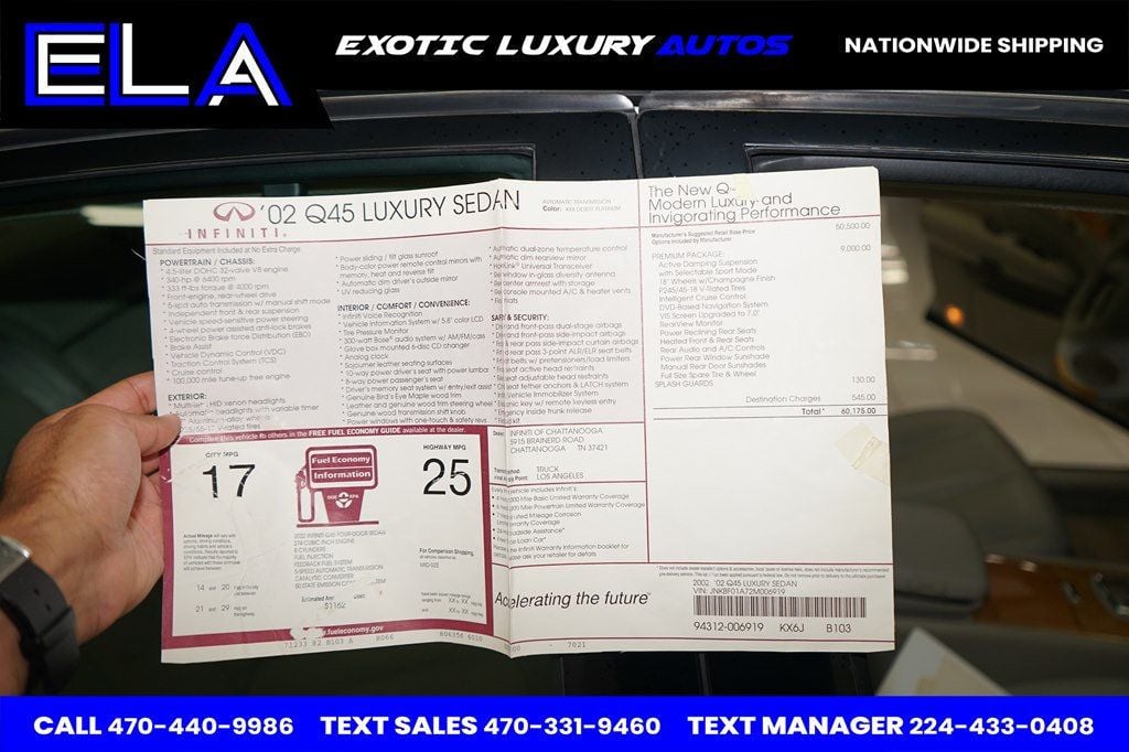 2002 INFINITI Q45 EVERY SERVICE RECORD IN HAND ON PAPER! FULLY DEALER SERVICED WOW - 22681162 - 37