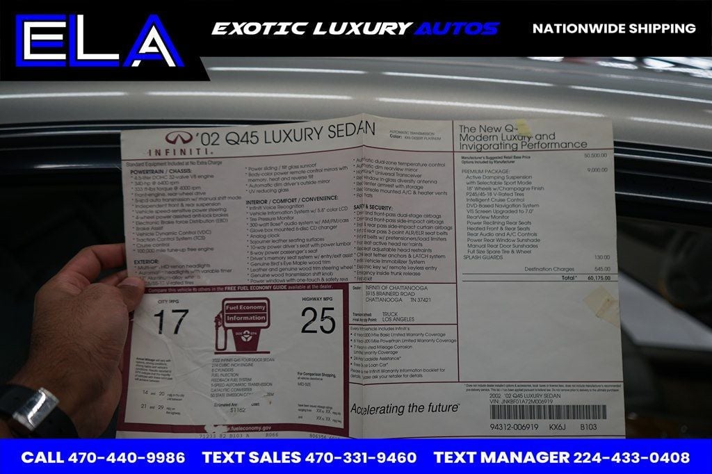 2002 INFINITI Q45 EVERY SERVICE RECORD IN HAND ON PAPER! FULLY DEALER SERVICED WOW - 22681162 - 38