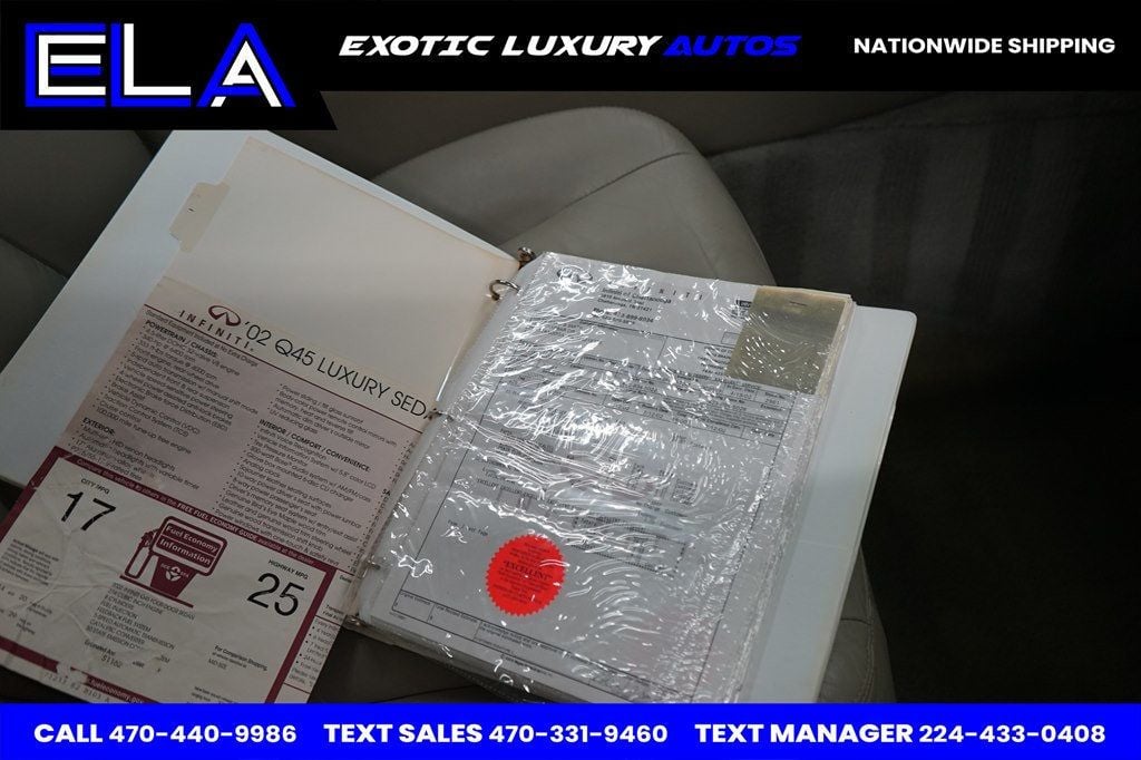 2002 INFINITI Q45 EVERY SERVICE RECORD IN HAND ON PAPER! FULLY DEALER SERVICED WOW - 22681162 - 39