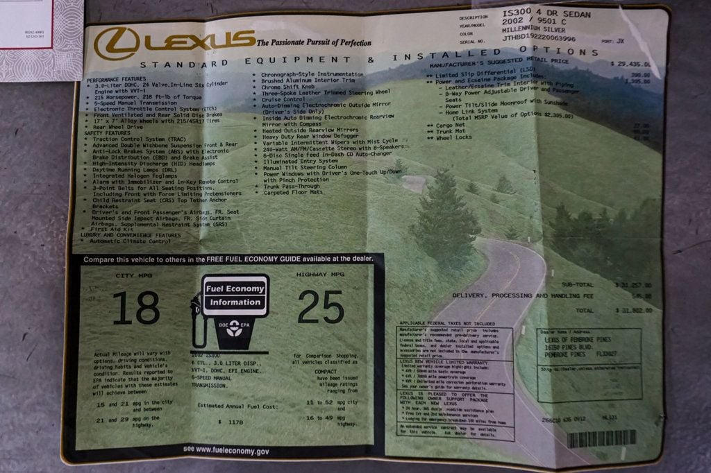 2002 Lexus IS 300 *5-Speed Manual* *2JZ 3.0L 6-Cyl* *LSD* *Millennium Silver*  - 22944261 - 97