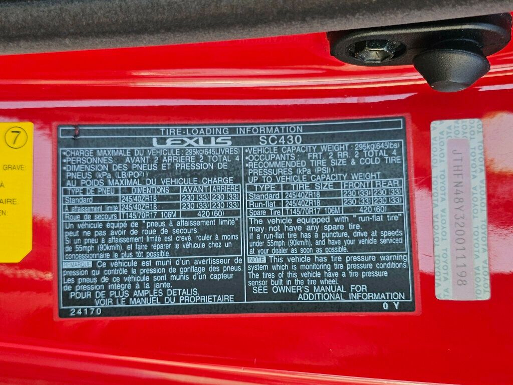 2002 Lexus SC 430 2dr Convertible - 22970289 - 48