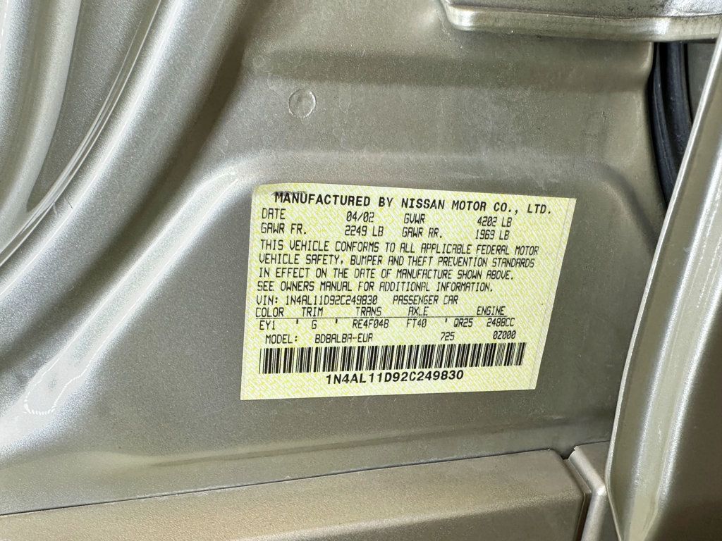 2002 Nissan Altima 4dr Sedan S Automatic - 23051681 - 38