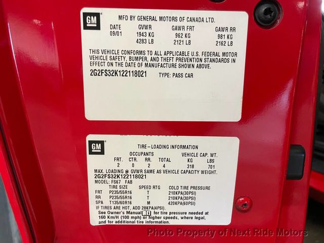 2002 Pontiac Firebird 2002 PONTIAC FIREBIRD V6 2D CONVERTIBLE SERVICED 615-730-9991 - 23067309 - 31