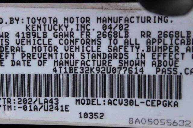 2002 Toyota Camry 4dr Sedan XLE Automatic - 22968954 - 11