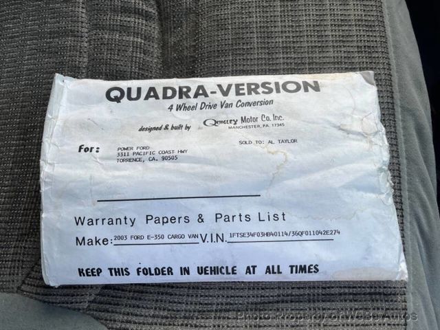 2003 Ford Econoline Cargo Van 7.3L Diesel Quigley For Sale - 22975537 - 30