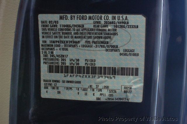 2003 Ford Mustang 2dr Coupe GT Deluxe - 23058288 - 50