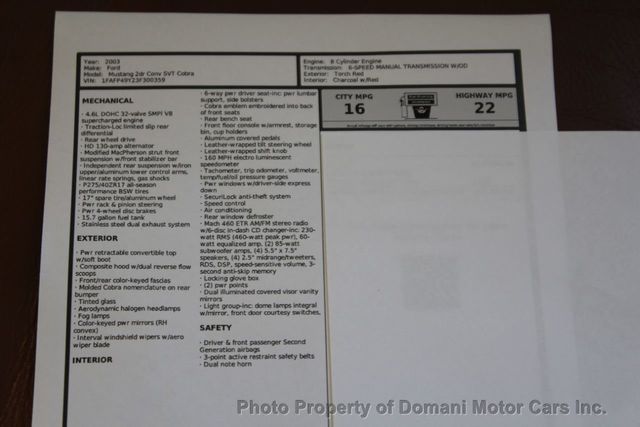 2003 Ford Mustang Mustang SVT Cobra Convertible  - 20556471 - 2