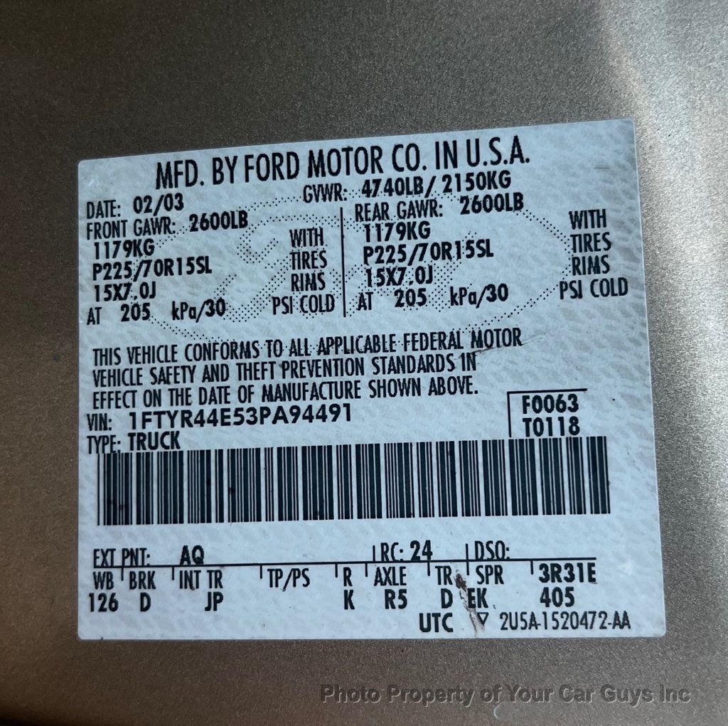 2003 Ford Ranger 4dr Supercab 4.0L XLT Appearance - 23048795 - 17