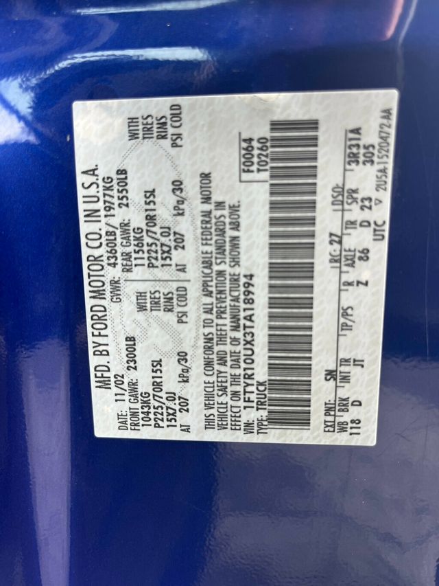 2003 Ford Ranger R Title Regular Cab Long Bed 2wd - 22965240 - 28