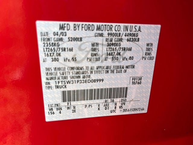 2003 Ford Super Duty F-350 SRW 1-Owner RUST FREE 4x4 Utility Truck - 22916552 - 25