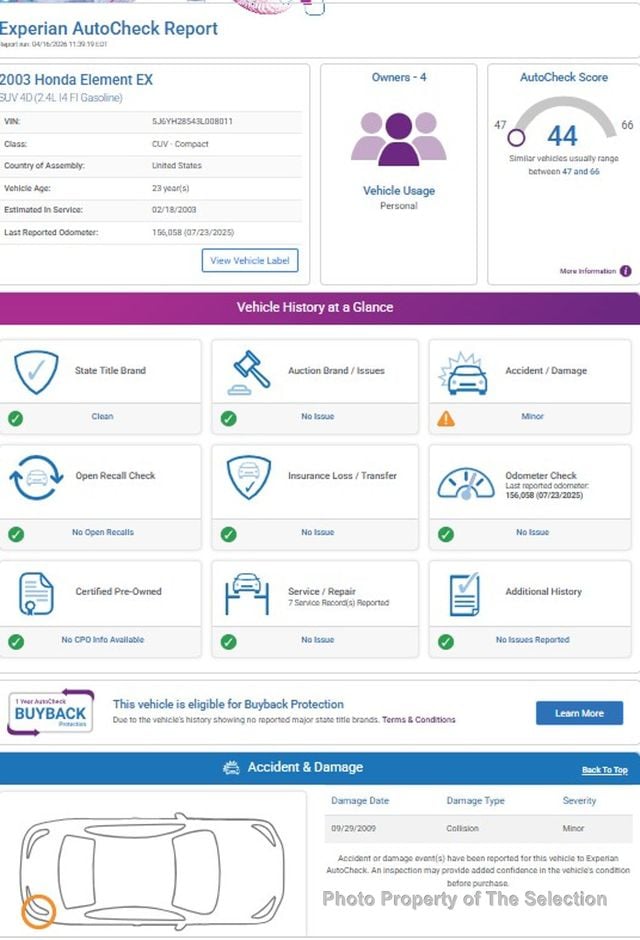 2003 Honda Element 4WD EX AUTOMATIC W/FXC WATERPROOF SEATS - 23011325 - 17
