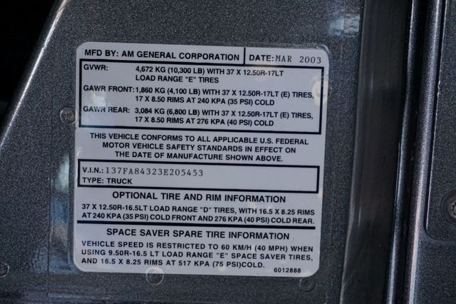2003 HUMMER H1 *H1 Wagon* *Metallic Pewter* *Black Leather* *Only 3k Miles* - 23070500 - 18