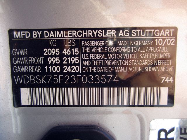 2003 Mercedes-Benz SL-Class SL500 2dr Roadster 5.0L - 21671761 - 26