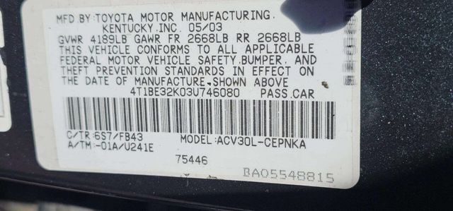 2003 Toyota Camry 4dr Sedan LE Automatic - 22991147 - 9