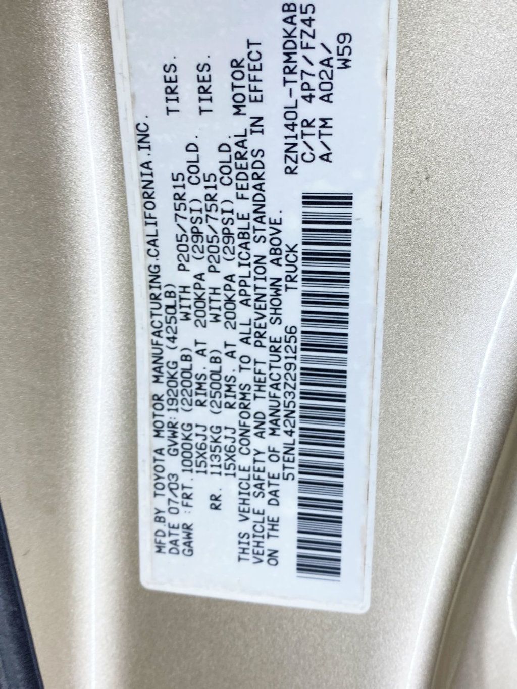 2003 Toyota Tacoma  - 22964040 - 29