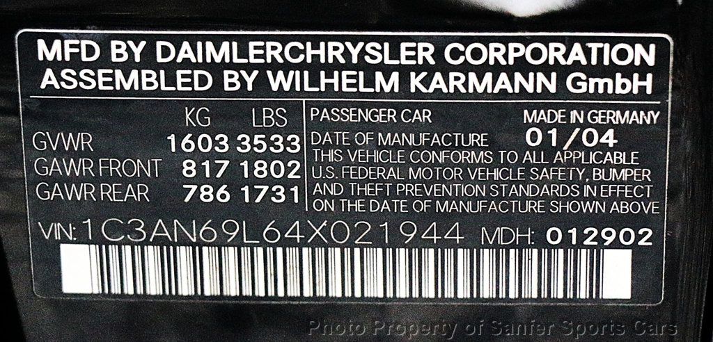 2004 Chrysler Crossfire 2dr Coupe - 23026297 - 33
