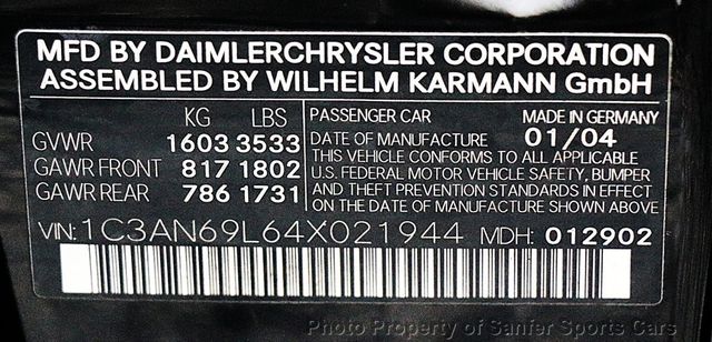 2004 Chrysler Crossfire 2dr Coupe - 23026297 - 33