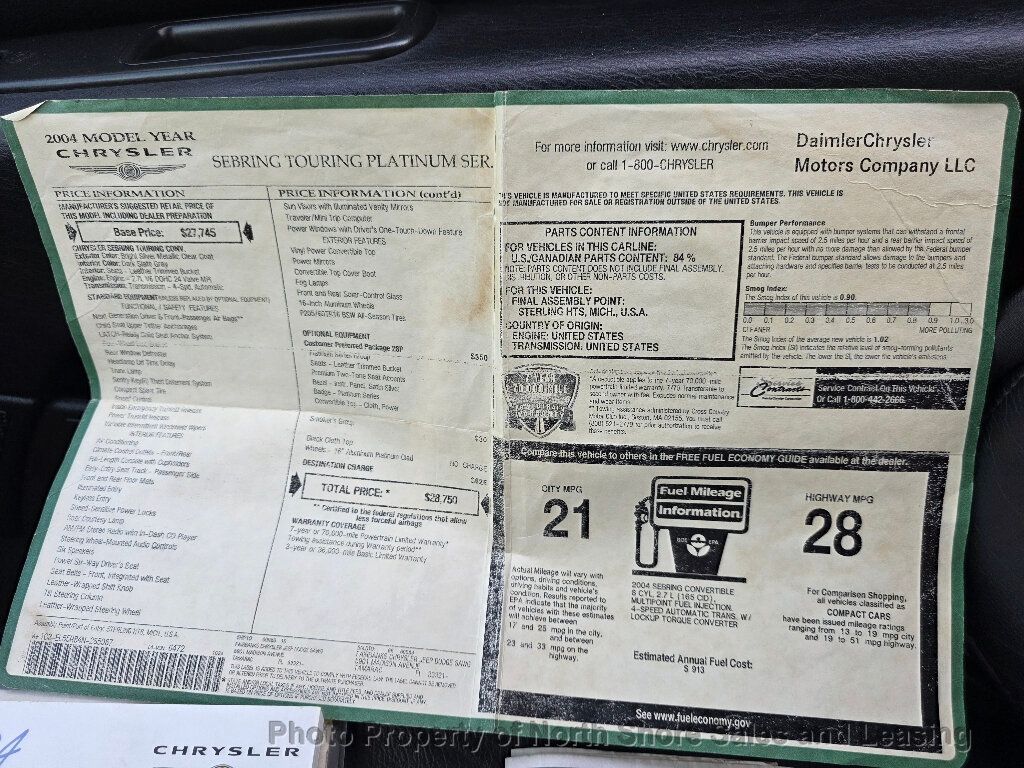 2004 Chrysler Sebring 2004.5 2dr Convertible Touring - 22954533 - 74