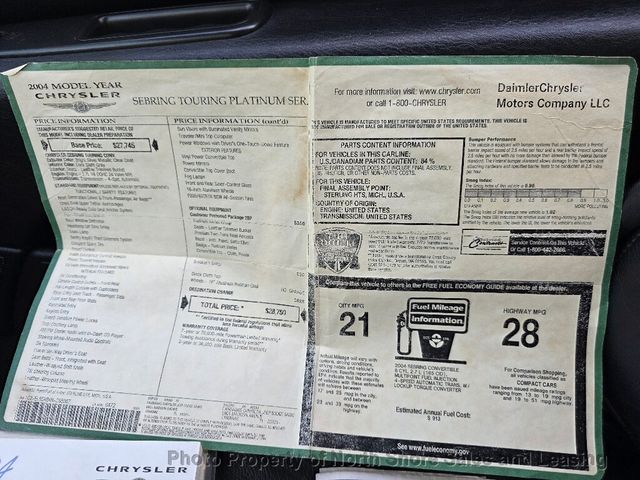 2004 Chrysler Sebring 2004.5 2dr Convertible Touring - 22954533 - 74
