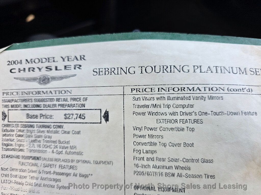 2004 Chrysler Sebring 2004.5 2dr Convertible Touring - 22954533 - 75