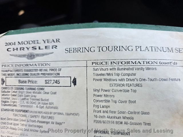 2004 Chrysler Sebring 2004.5 2dr Convertible Touring - 22954533 - 75