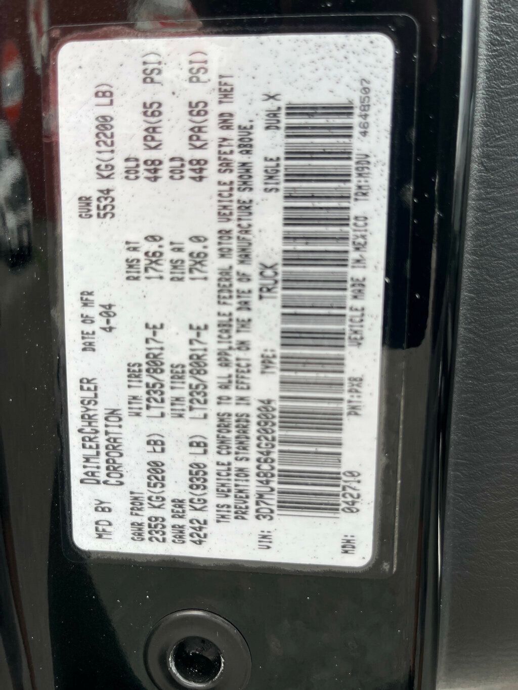 2004 Dodge Ram 3500 Pre Emission Cummins Diesel Quad Cab Dooley 6-speed Manual  - 23020241 - 53