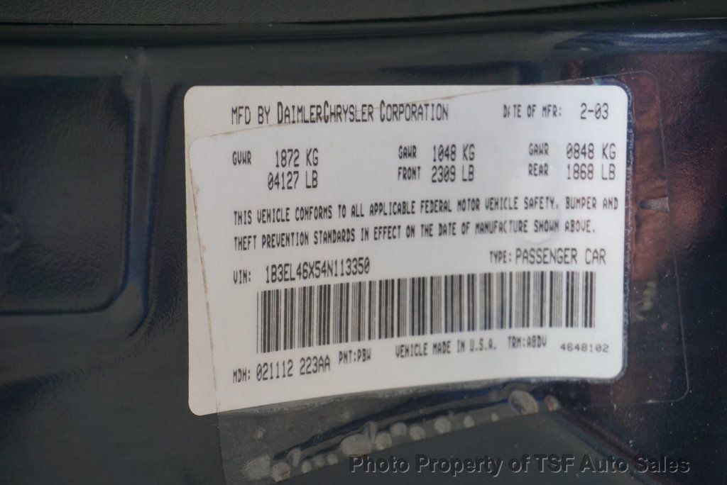 2004 Dodge Stratus 2004 4dr Sedan SXT - 22848147 - 29