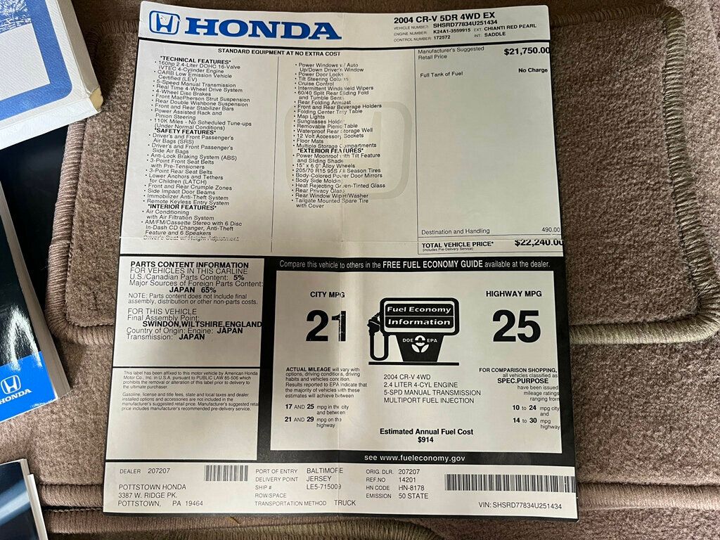 2004 Honda CR-V EX 4x4 5-speed Manual  - 22413047 - 6