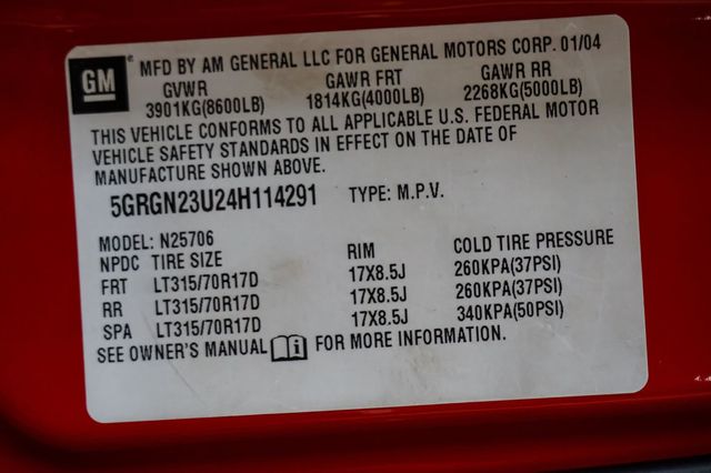 2004 HUMMER H2 *Victory Red H2* *Super Clean* *Extremely Well Kept* - 23020237 - 18