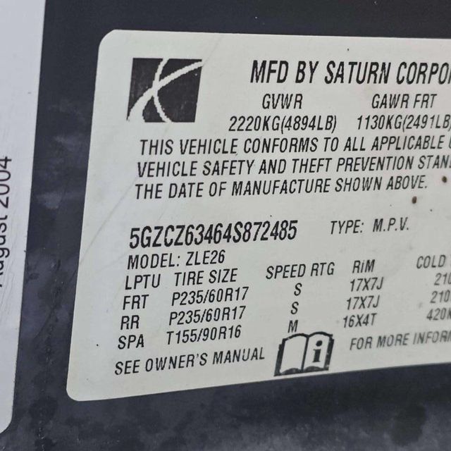 2004 Saturn Vue 4dr AWD Automatic V6 - 22967325 - 7