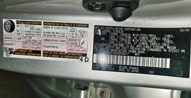 2004 Toyota Highlander 4dr V6 4WD w/3rd Row - 23040580 - 69
