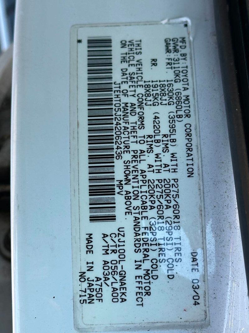 2004 Toyota Land Cruiser 4dr 4WD - 22925065 - 13