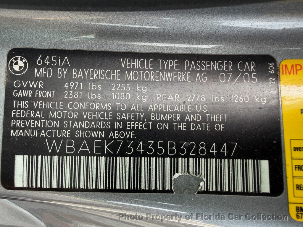 2005 BMW 6 Series 645Ci Convertible Premium - 22898583 - 71