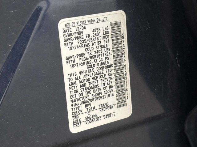 2005 Nissan Murano 4dr S FWD V6 - 22989123 - 35