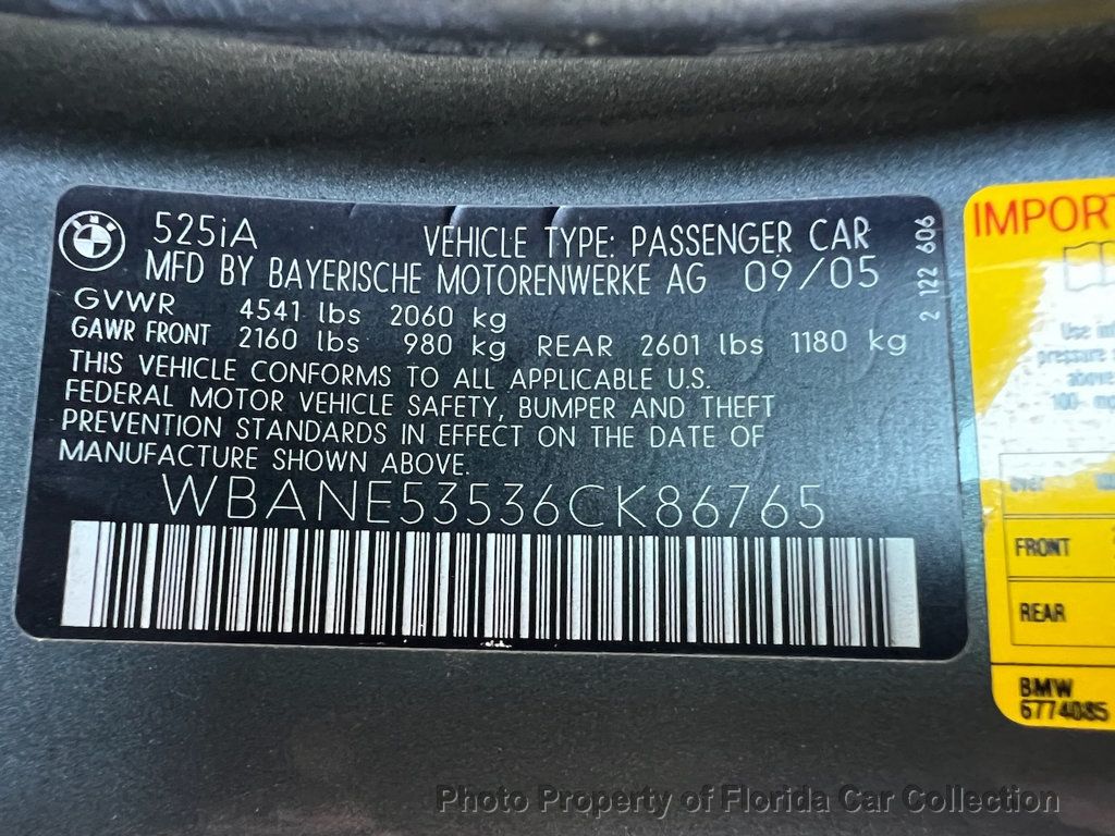 2006 BMW 5 Series 525i Sedan Automatic 3.0L - 22839637 - 91
