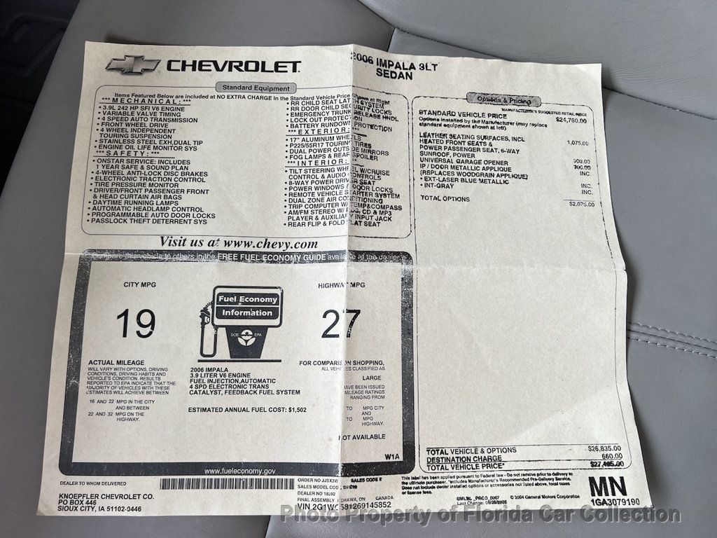 2006 Chevrolet Impala LT 3.9L Sedan - 22912823 - 69