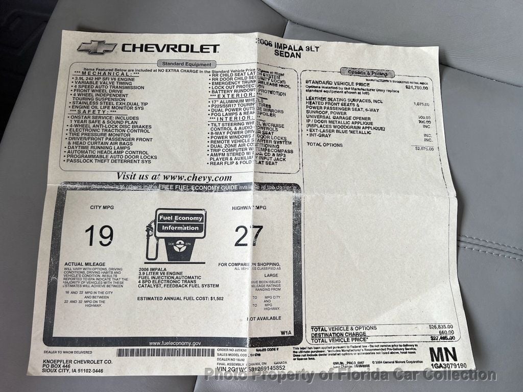 2006 Chevrolet Impala Sedan LT 3.9L - 22912823 - 69