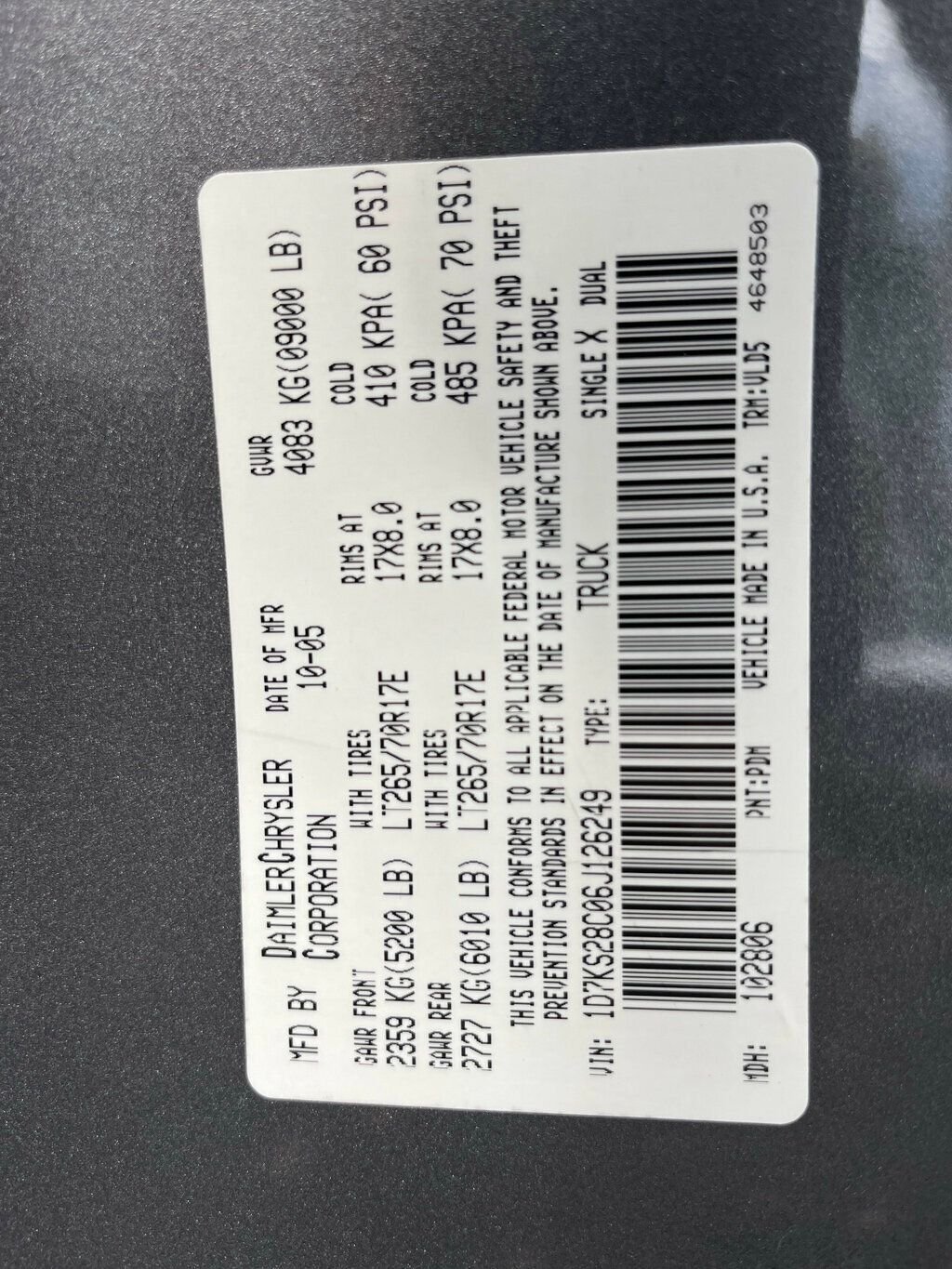 2006 Dodge Ram 2500 ALL ORIGINAL 5.9 CUMMINS - 22632652 - 27