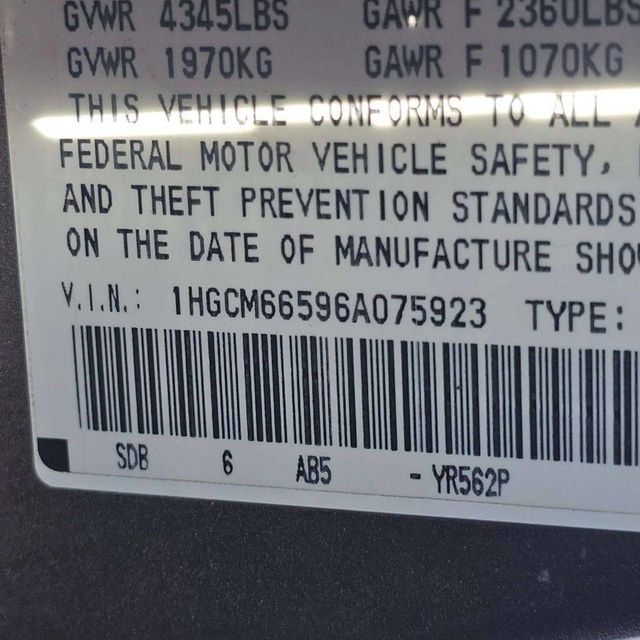 2006 Honda Accord Sedan EX-L V6 Automatic - 22968405 - 10