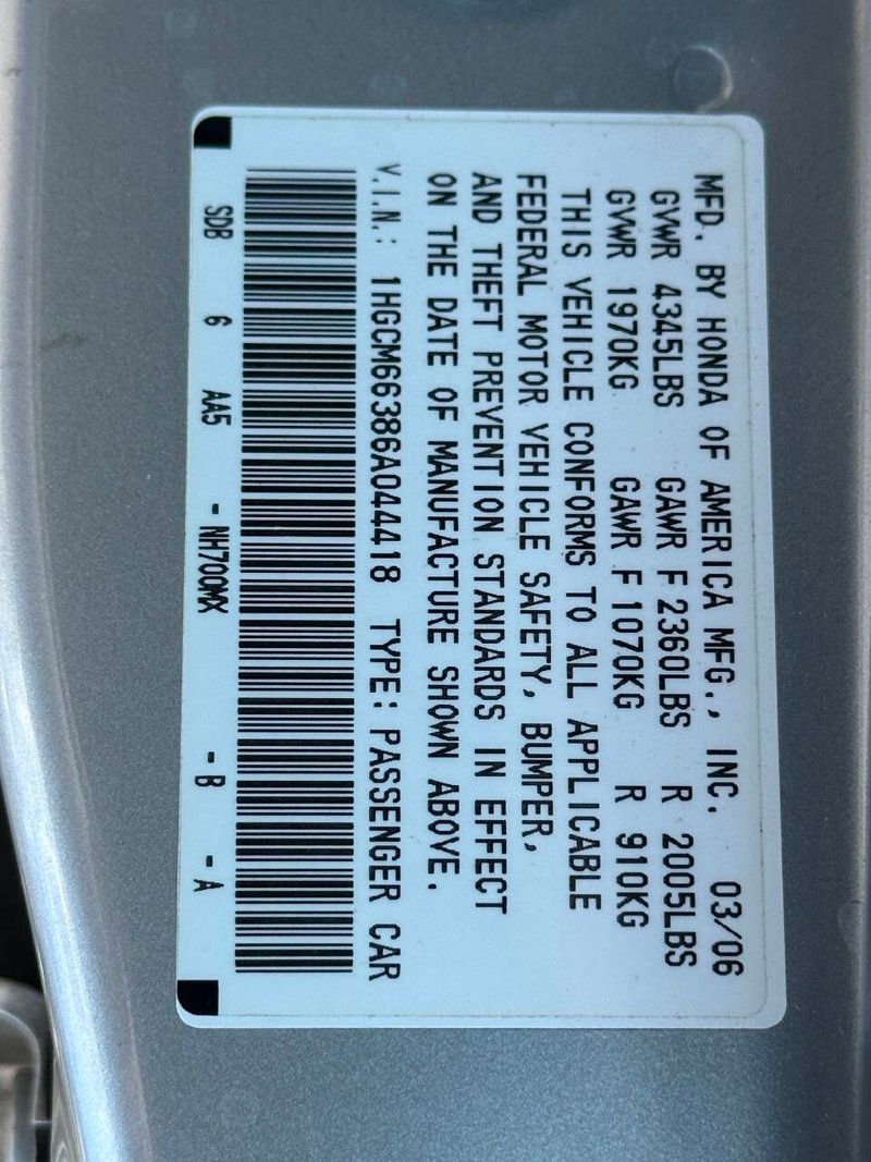 2006 Honda Accord Sedan LX V6 Automatic - 22898487 - 11