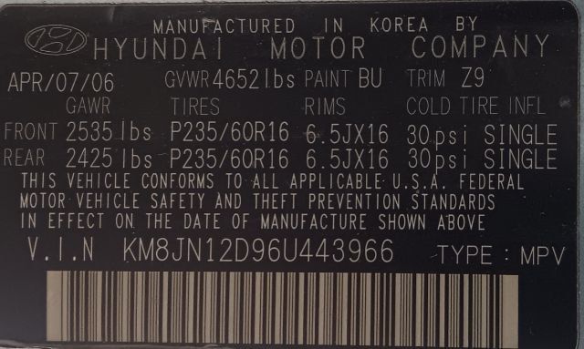 2006 Hyundai Tucson 4dr GLS FWD 2.7L V6 Automatic - 22977828 - 4