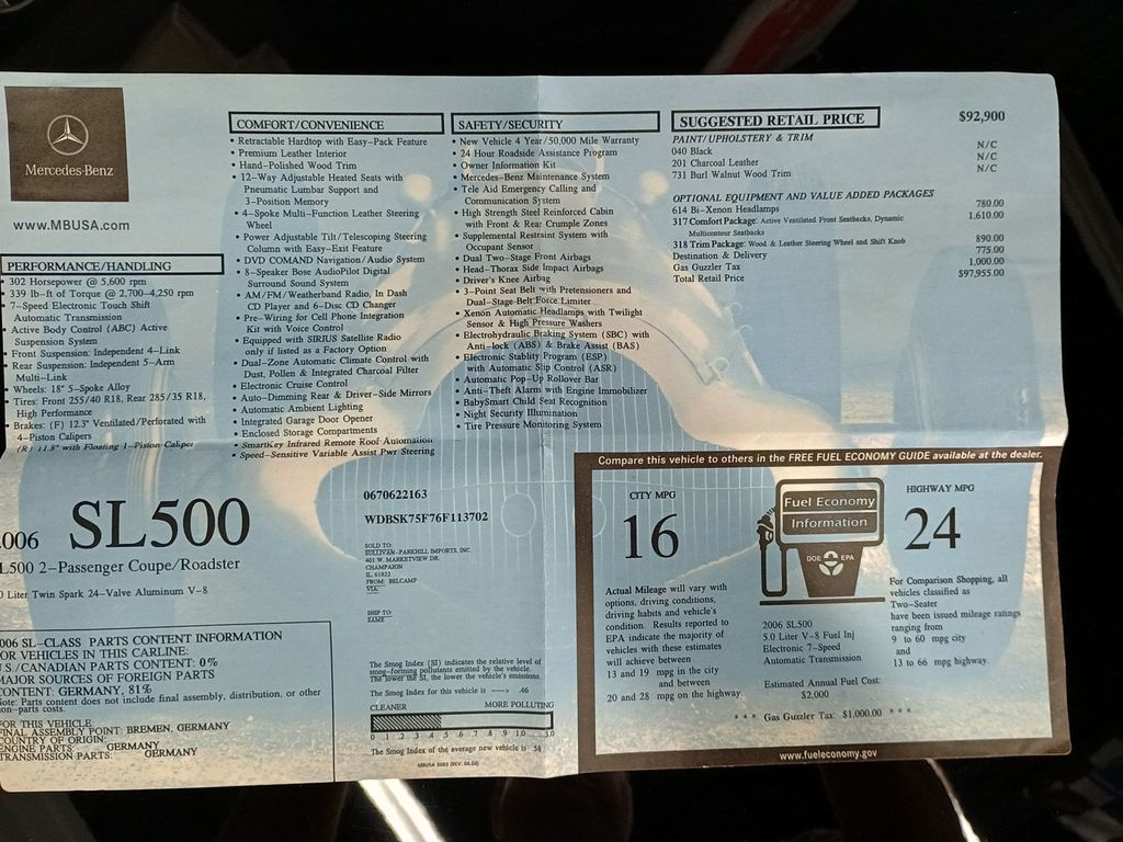 2006 Mercedes-Benz SL-Class SL500 2dr Roadster 5.0L 1 Owner Clean Carfax - 23015419 - 59