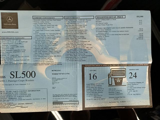2006 Mercedes-Benz SL-Class SL500 2dr Roadster 5.0L 1 Owner Clean Carfax - 23015419 - 59