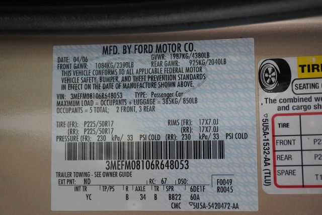 2006 Mercury Milan 4dr Sedan Premier 3.0 - 22980950 - 23