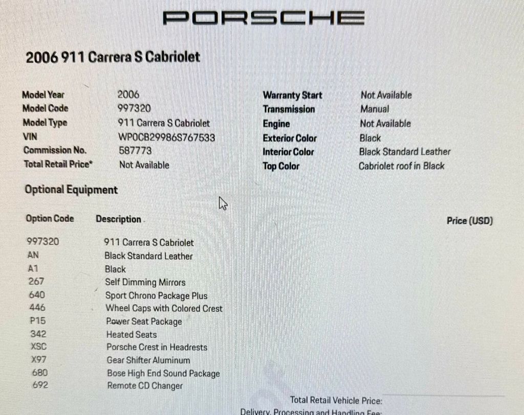 2006 Porsche 911 S/6spd Manual/Sport Chrono Pkg+/Red Belts/Carrera White Dials - 23056234 - 48