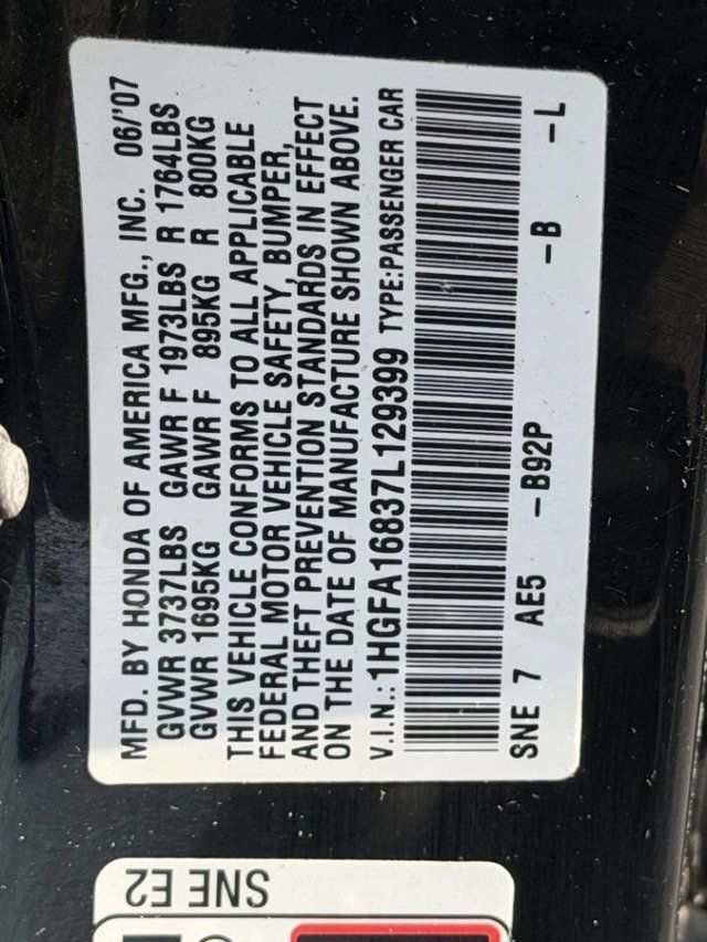 2007 Honda Civic Sedan 4dr Automatic EX - 22968381 - 11