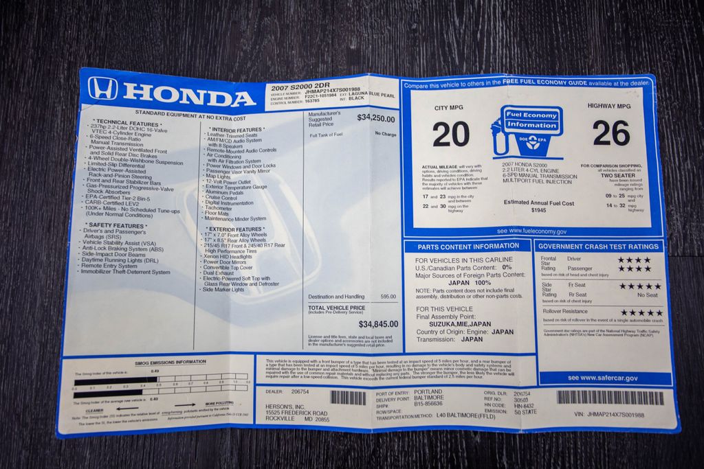 2007 Honda S2000 2dr Convertible - 22307867 - 36